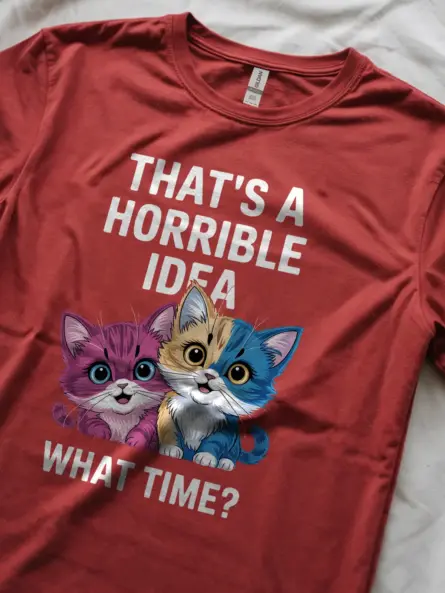 Red funny cat shirt – cute cartoon kittens tee