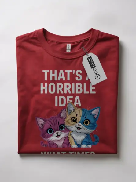 Red funny cat shirt – cute cartoon kittens tee