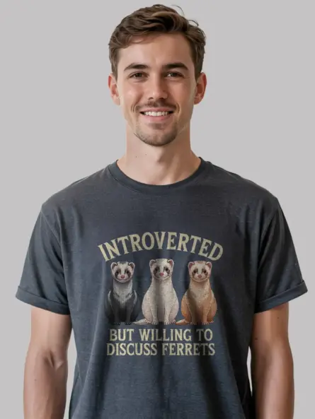 Dark heather funny ferret shirt – animal lover tee