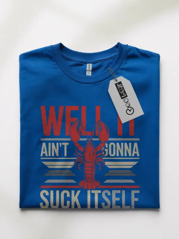 Royal blue funny lobster t-shirt – playful lobster tee