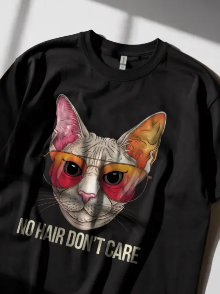 Sphynx cat shirt in black – hairless cat tee