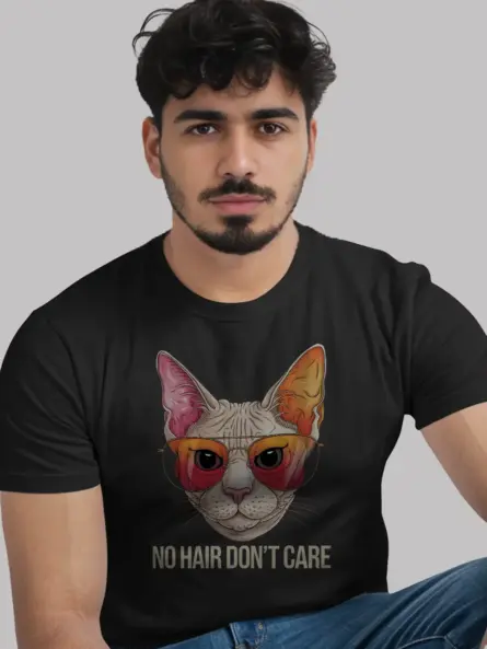Sphynx cat shirt in black – hairless cat tee
