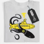 grey flatlay front view squid sub battle nautical squid submarine t-shirt