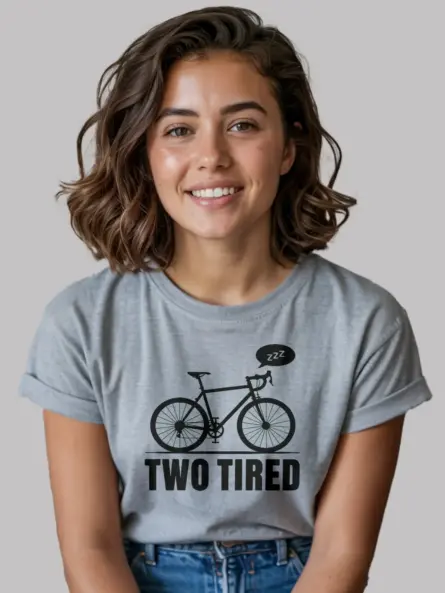grey two tired funny cycling pun t-shirt