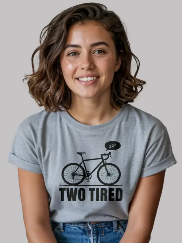 grey two tired funny cycling pun t-shirt