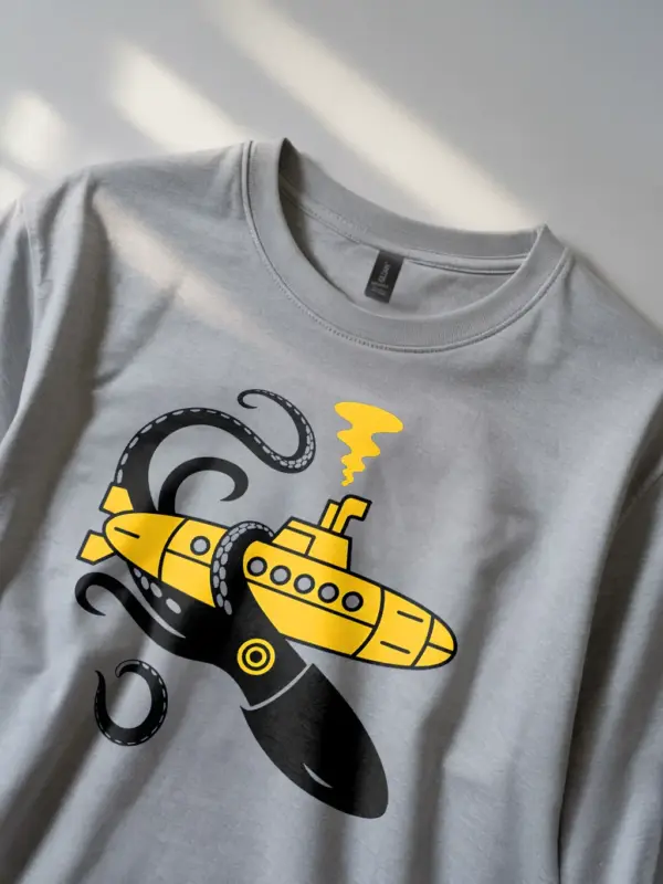 grey shot squid sub battle nautical squid submarine t-shirt