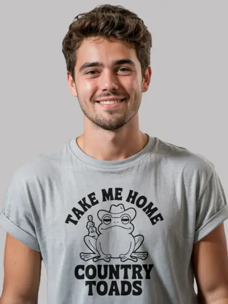 take me home country toads funny country music frog t-shirt grey