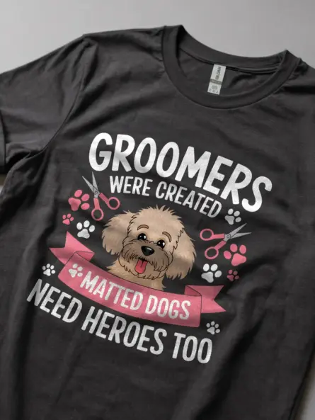 Dark heather groomers need heroes too shirt – dog groomer pride shirt