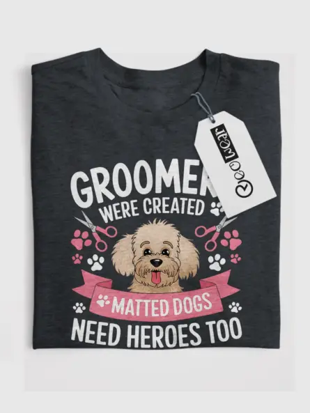 Dark heather groomers need heroes too shirt – dog groomer pride shirt
