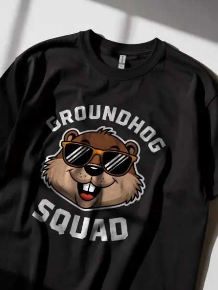 Groundhog squad shirt in black – funny groundhog day tee