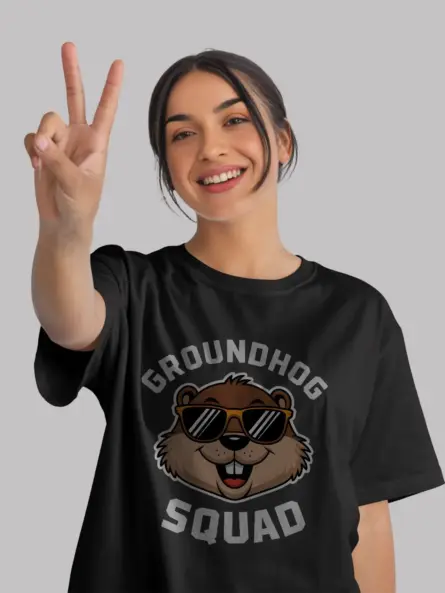 Groundhog squad shirt in black – funny groundhog day tee