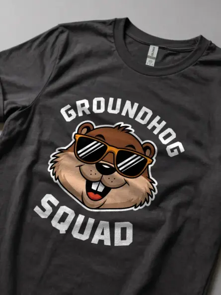 Dark heather groundhog squad shirt – quirky groundhog shirt