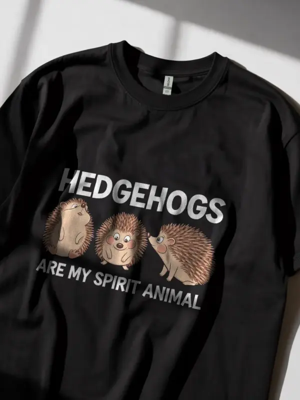 Hedgehog lover shirt in black – cute wildlife enthusiast tee