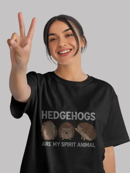 Hedgehog lover shirt in black – cute wildlife enthusiast tee