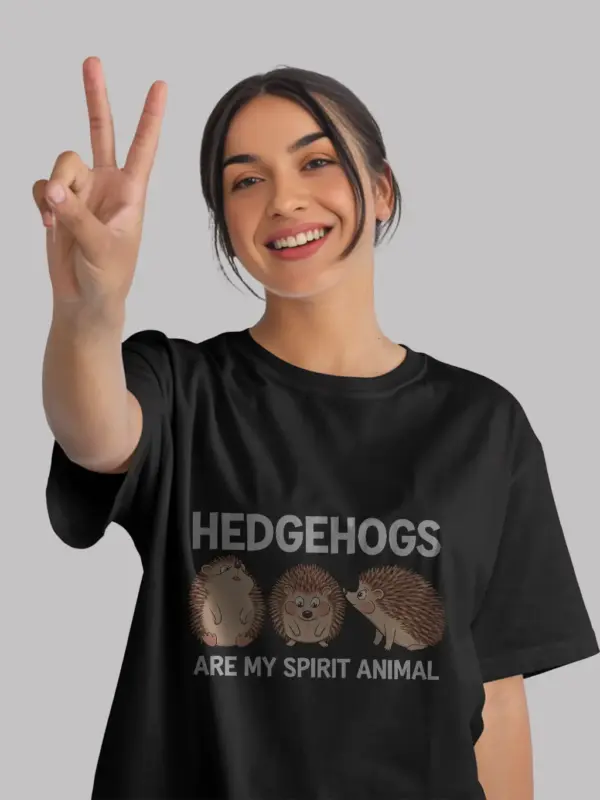 Hedgehog lover shirt in black – cute wildlife enthusiast tee