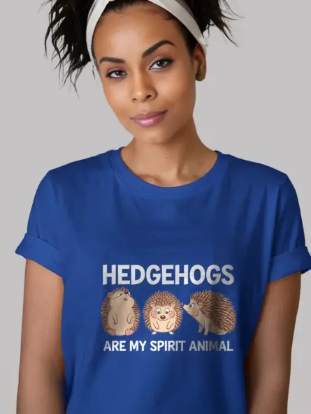 Royal blue hedgehog lover shirt – cute nature lover tee