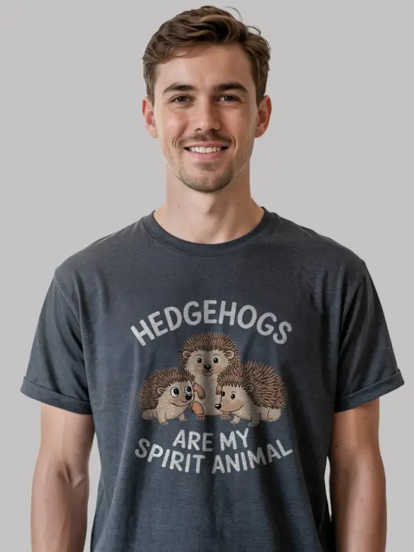 Dark heather hedgehogs spirit animal shirt – cute hedgehog tee