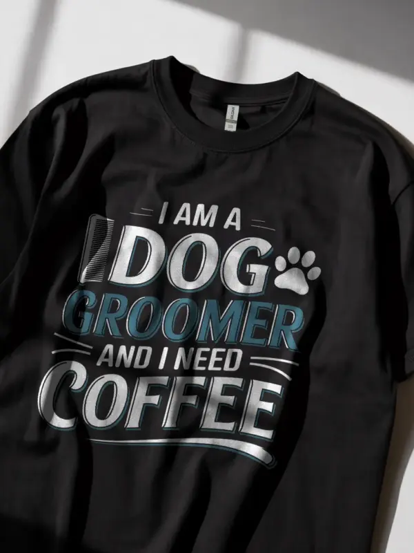 I am a dog groomer and i need coffee shirt in black – funny groomer tee