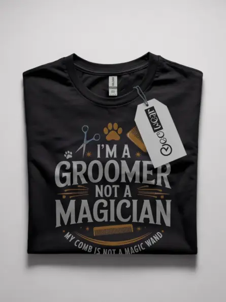 I am a groomer not a magician shirt in black – funny dog groomer tee