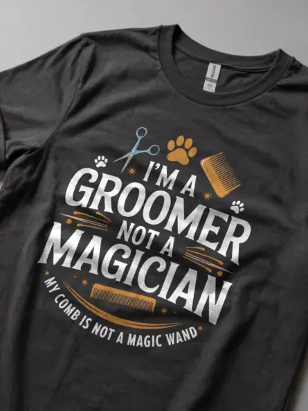 Dark Heather I Am A Groomer Not A Magician Shirt – Pet Stylist Shirt
