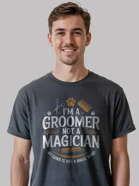 Dark heather i am a groomer not a magician shirt – pet stylist shirt
