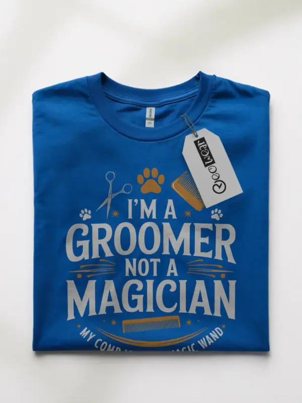 Royal blue i am a groomer not a magician shirt – dog care tee