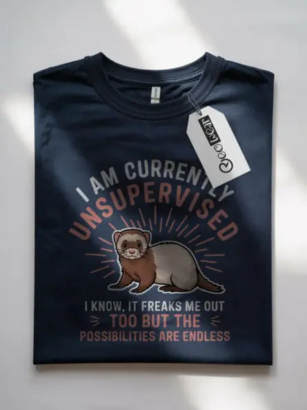 Navy unsupervised ferret shirt – sarcastic animal lover tee