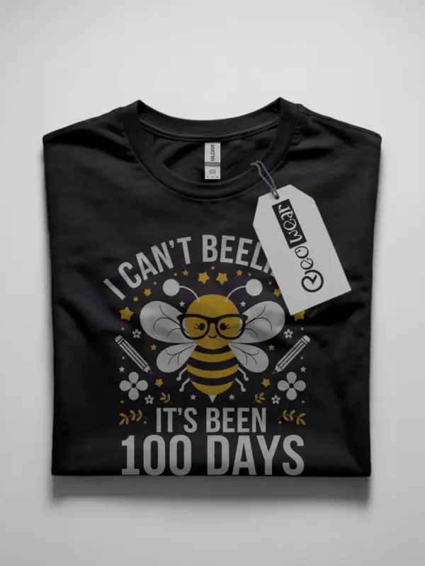 Black i can’t beelieve it’s been 100 days shirt – funny bee teacher tee