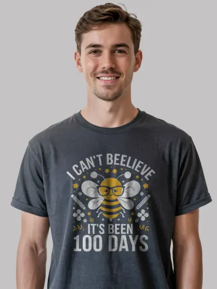 Dark heather bee pun shirt – 100 days of school tee