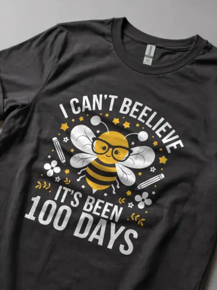 Dark heather bee pun shirt – 100 days of school tee