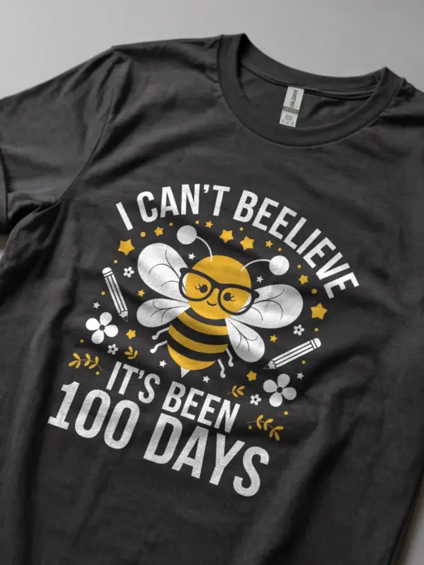 Dark heather bee pun shirt – 100 days of school tee