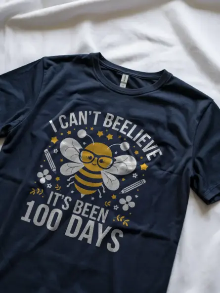 Navy funny bee shirt – 100th day teacher gift