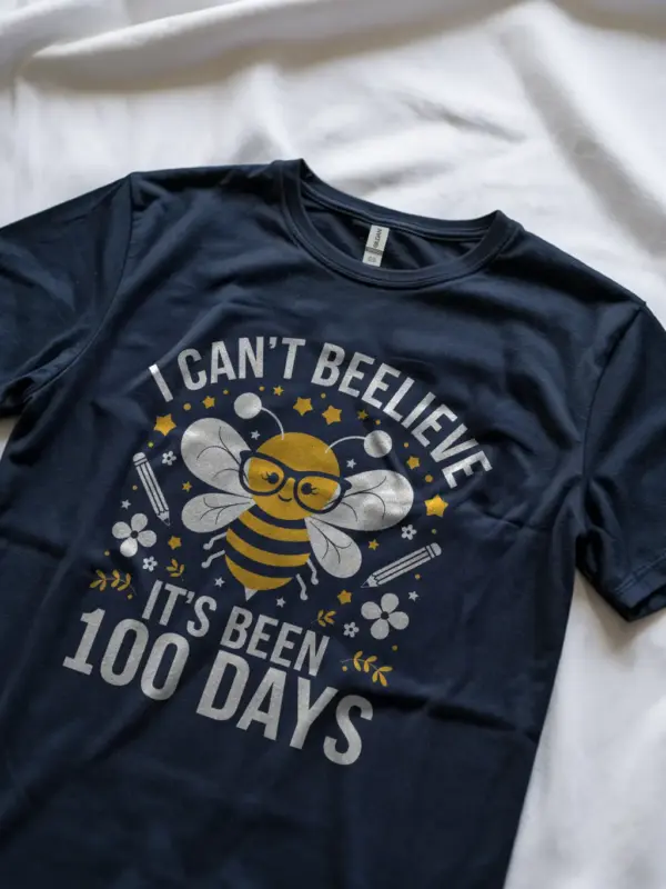 Navy funny bee shirt – 100th day teacher gift