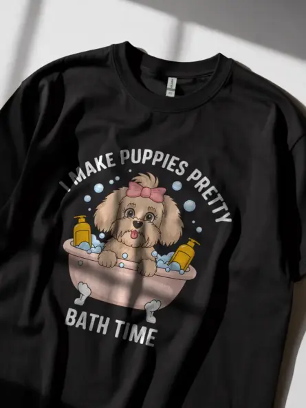 I Make Puppies Pretty Dog Groomer Shirt in Black – Funny Groomer Tee