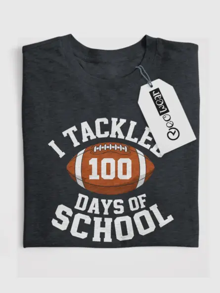 Dark heather 100 days football shirt – school milestone tee