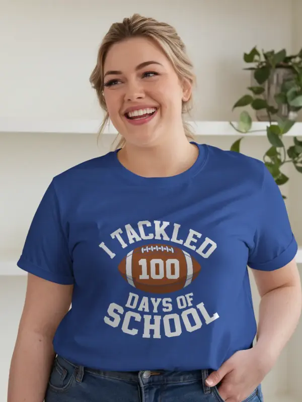 Royal blue teacher gift shirt – 100 days football shirt