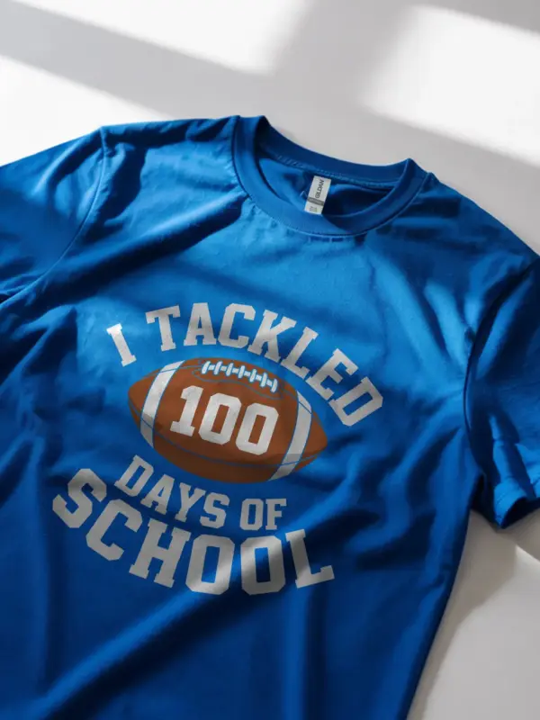 Royal blue teacher gift shirt – 100 days football shirt