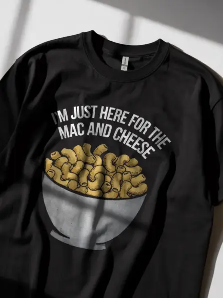 I'm just here for the mac and cheese shirt in black – funny foodie tee