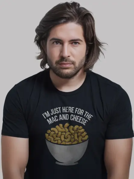 I'm just here for the mac and cheese shirt in black – funny foodie tee