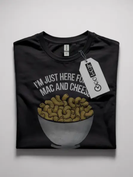 I'm just here for the mac and cheese shirt in black – funny foodie tee