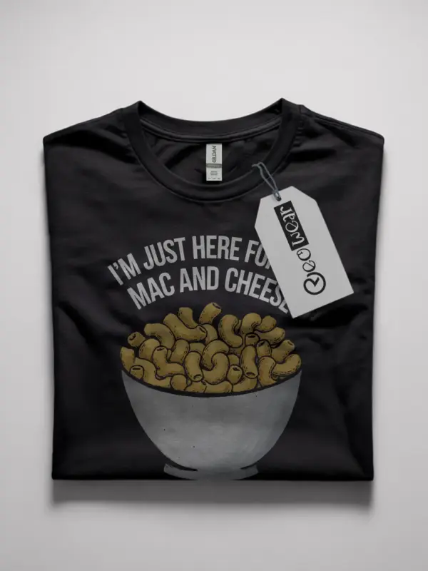 I'm just here for the mac and cheese shirt in black – funny foodie tee