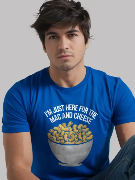 Royal blue i'm just here for the mac and cheese shirt – cheese lover tee