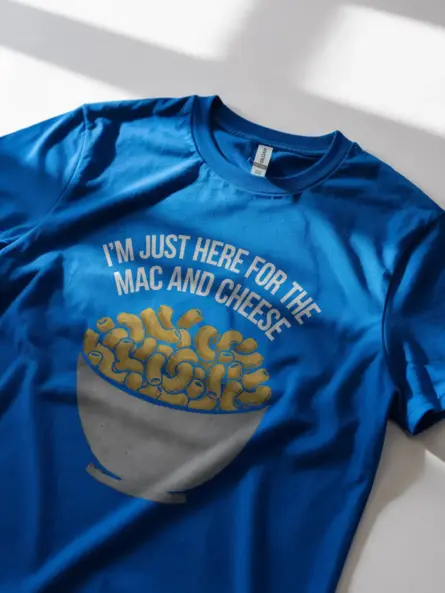 Royal blue i'm just here for the mac and cheese shirt – cheese lover tee