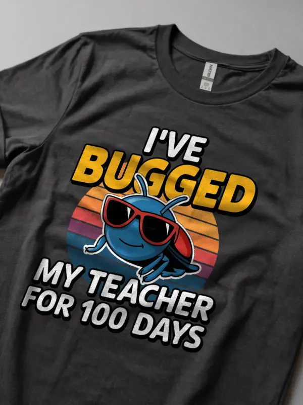 Dark heather 100 days teacher shirt – humorous school gift