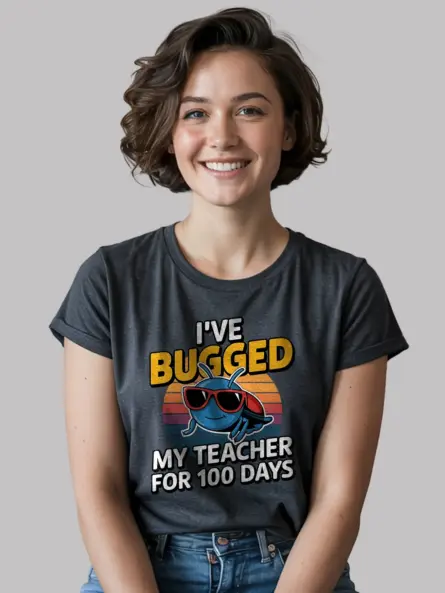 Dark heather 100 days teacher shirt – humorous school gift