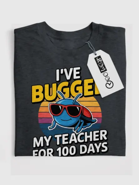 Dark heather 100 days teacher shirt – humorous school gift