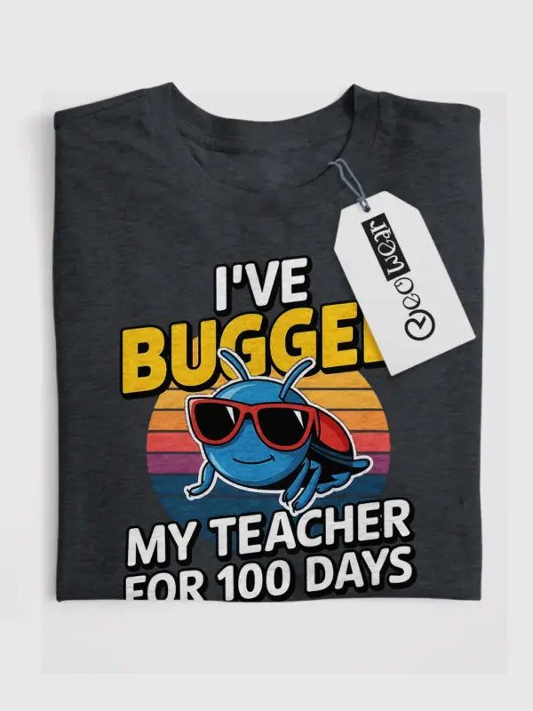 Dark heather 100 days teacher shirt – humorous school gift