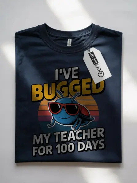 Navy funny teacher shirt – bugged for 100 days design