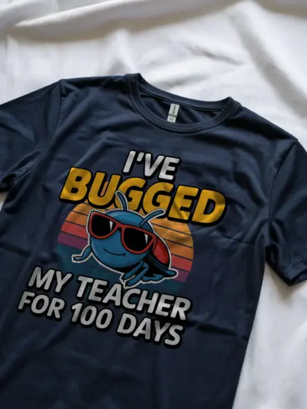 Navy funny teacher shirt – bugged for 100 days design