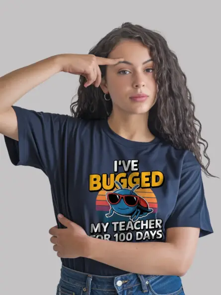 Navy funny teacher shirt – bugged for 100 days design